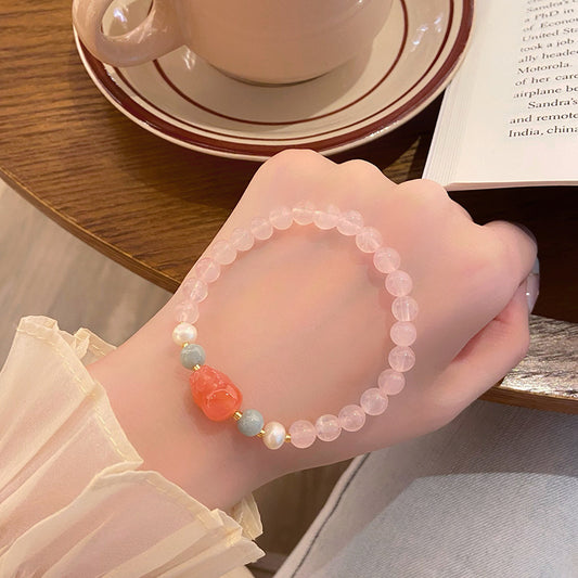 Pink crystal agate Pixiu bracelet - Be Wealthy