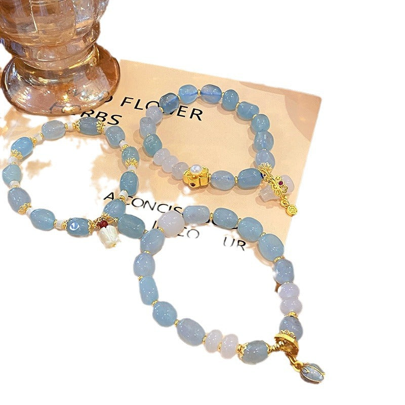 Blue crystal bell orchid bracelet - Attract Crush