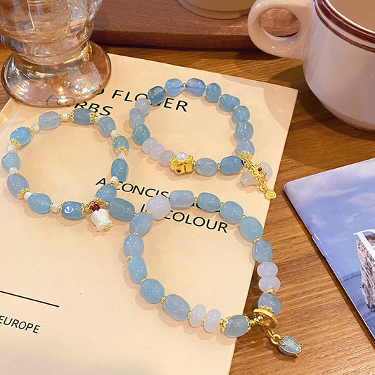 Blue crystal bell orchid bracelet - Attract Crush