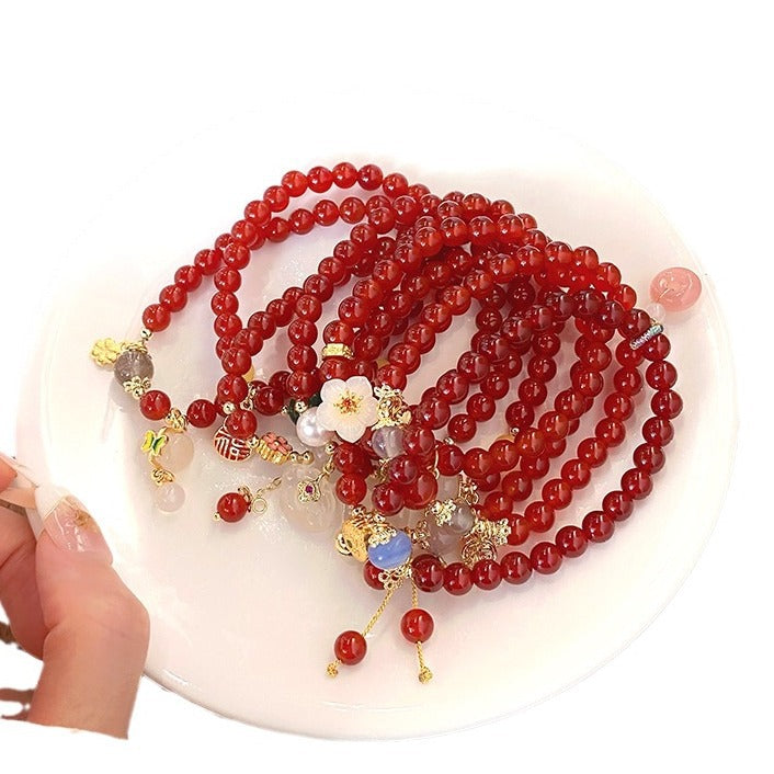 6mm red agate lucky red bracelet peach gourd pendant-Be Lucky