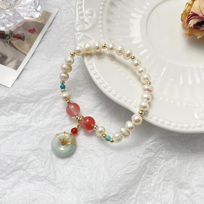 Agate pendant bracelet, freshwater pearl natural bracelet
