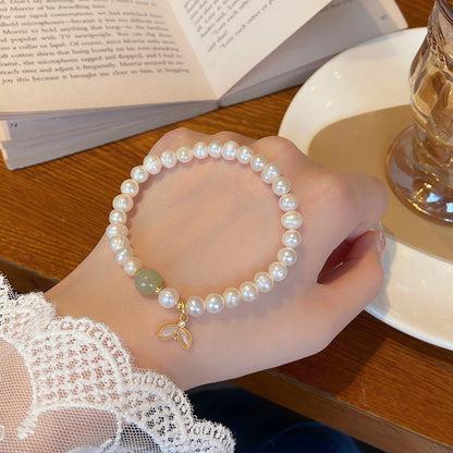 6mm Strawberry Crystal Bracelet Freshwater Pearl Cute Petal Bracelet-Banish Anxiety